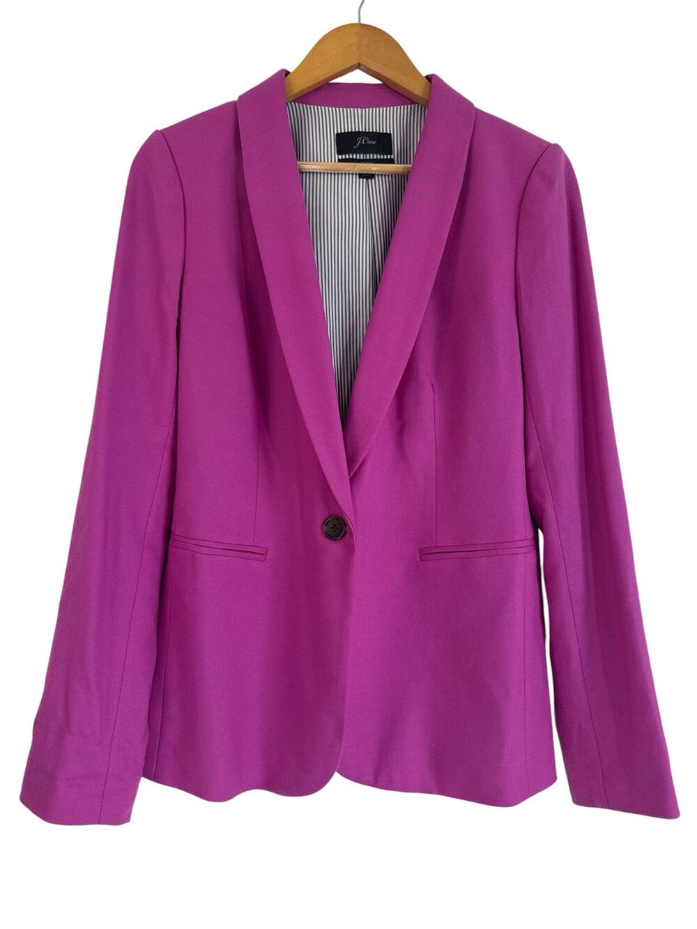 J.Crew Parke Fuchsia Pink Wool Blazer Tall Size 8 J5629 One Button Classic